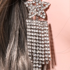 Nihaojewelry exaggerated five-pointed star diamond long tassel earrings wholesale jewelry