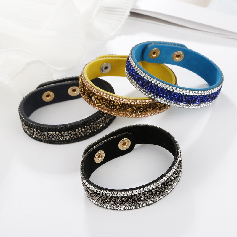 wholesale jewelry retro color splicing inlaid diamond snap button bracelet nihaojewelry