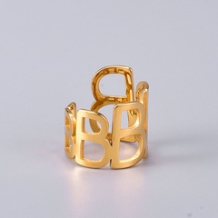 wholesale jewelry titanium steel hollow letter opening ring Nihaojewelry