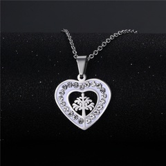 wholesale jewelry fashion heart-shaped tree of life pendant stainless steel necklace nihaojewelry