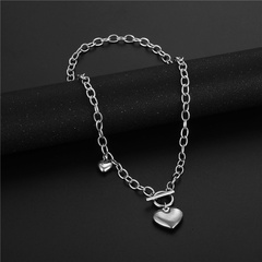 wholesale jewelry retro heart-shaped pendant OT buckle stainless steel necklace nihaojewelry