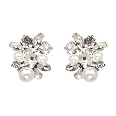 Nihaojewelry wholesale jewelry new pearl glass diamond geometric stud earrings