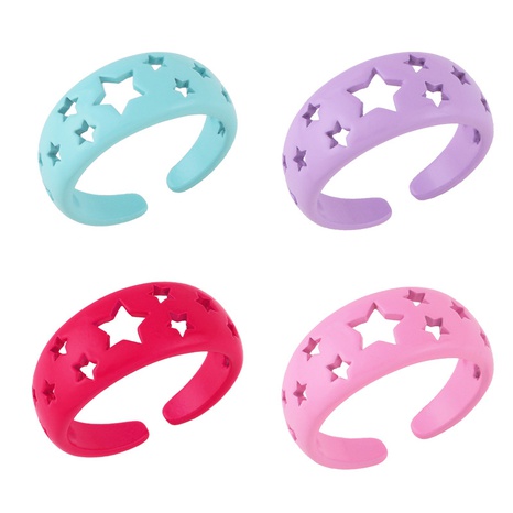 wholesale joyería simple color caramelo hueco estrella de cinco puntas anillo de cobre Nihaojewelry's discount tags