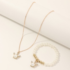 Nihaojewelry venta al por mayor joyería con incrustaciones de perlas corona colgante pulsera collar conjunto