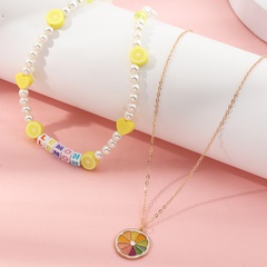 Nihaojewelry wholesale jewelry new fruit pendant double-layer resin beads necklace set