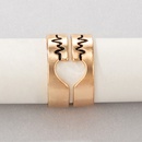 Nihaojewelry wholesale jewelry new golden ECG wave hollow heart couple ring 2piece setpicture5