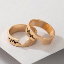 Nihaojewelry wholesale jewelry new golden ECG wave hollow heart couple ring 2piece setpicture8
