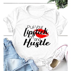 wholesale casual lip letter printing short-sleeved T-shirt nihaojewelry