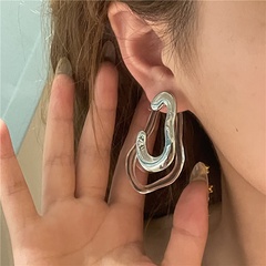 Nihaojewelry wholesale jewelry simple alloy resin contrast color irregular double layer earrings