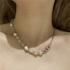 Nihaojewelry wholesale jewelry retro freshwater pearl tourmaline stone splicing necklace