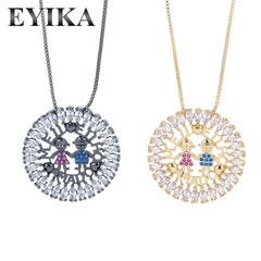 Nihaojewelry wholesale jewelry simple micro-inlaid colored zircon boy and girl pendant necklace