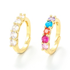 wholesale jewelry fashion copper micro-inlaid color diamond open ring nihaojewelry
