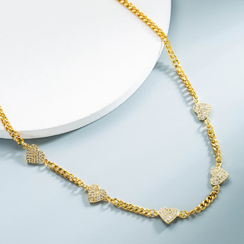 wholesale bijoux collier en forme de coeur zircon plaqu or cuivre Nihaojewelry