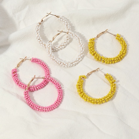 Nihaojewelry style ethnique couleur riz perle boucles d'oreilles en forme de C bijoux en gros's discount tags