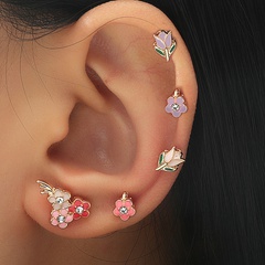 Nihaojewelry bijoux en gros simples boucles d'oreilles en métal goutte à goutte fleur ensemble de 5 pièces