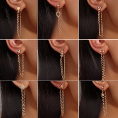 Nihaojewelry wholesale jewelry long chain metal heart lightning leaf tassel earrings