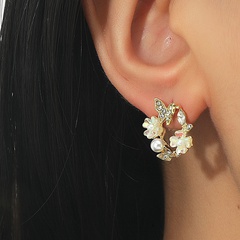 Nihaojewelry wholesale jewelry Korean zircon butterfly alloy pearl earrings