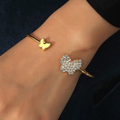 wholesale jewelry retro metal rhinestone butterfly open bracelet Nihaojewelry