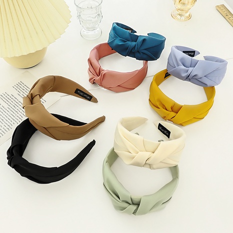 Nihaojewelry Korean style solid color fabric cross-knotted headband wholesale jewelry's discount tags