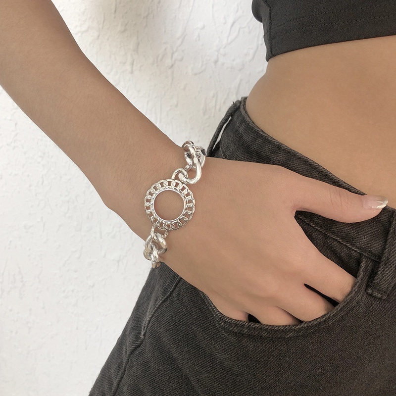 Nihaojewelry wholesale jewelry simple alloy geometric ring chain bracelet
