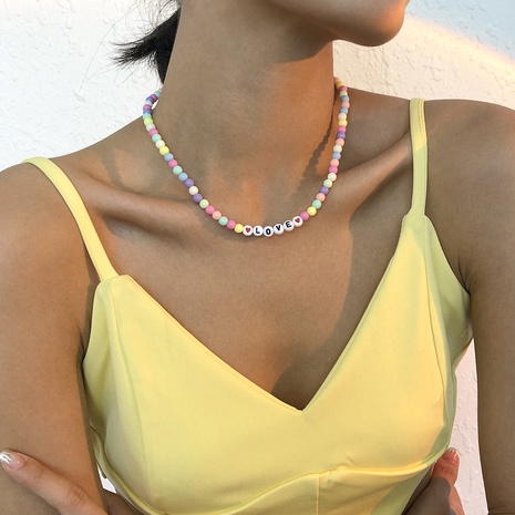 Großhandel Schmuck böhmischen geometrischen bunten Perlen Brief Halskette Nihaojewelry's discount tags