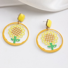 Nihaojewelry cute sunflower geometric acrylic earrings wholesale jewelry
