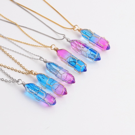wholesale jewelry blue crystal pendants copper necklace Nihaojewelry's discount tags