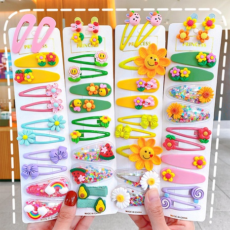 Wholesale Jewelry Cartoon Animal Flower Candy Color Children's Hairpin Set Nihaojewelry's discount tags