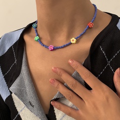 Großhandel Schmuck einfache Kontrastfarbe Blume gewebte Perlenkette nihaojewelry