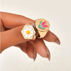 Nihaojewelry wholesale jewelry simple dripping oil colored flowers alloy ring
