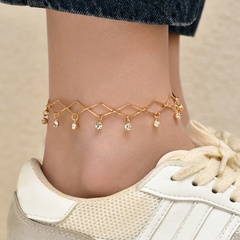 Nihaojewelry wholesale jewelry fashion metal geometric chain diamond tassel anklet