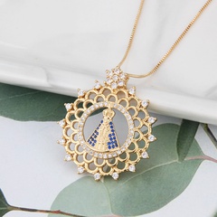 wholesale jewelry simple Virgin round pendant copper inlaid zircon necklace nihaojewelry