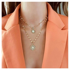 wholesale jewelry simple style sunflower pendant multi-layer necklace nihaojewelry