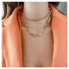 Großhandel Schmucklegierung geometrische Doppelschicht Schlangenknochen Halskette Nihaojewelry