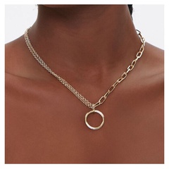 Wholesale Jewelry double-layer hollow circle pendant necklace Nihaojewelry