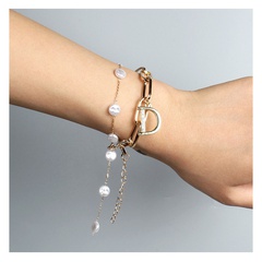 Nihaojewelry wholesale jewelry hip hop letter pendant alloy pearl bracelet