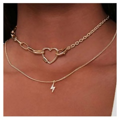 wholesale jewelry simple heart-shaped lightning pendant double-layer necklace nihaojewelry