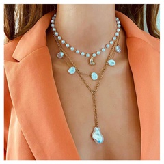 Großhandel Schmuck einfache Perlenherz Anhänger mehrschichtige Halskette nihaojewelry