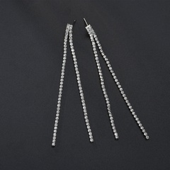 Nihaojewelry wholesale jewelry fashion double layer full diamond tassel long earrings