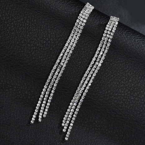 Nihaojewelry wholesale jewelry new three-layer full diamond tassel long earrings's discount tags