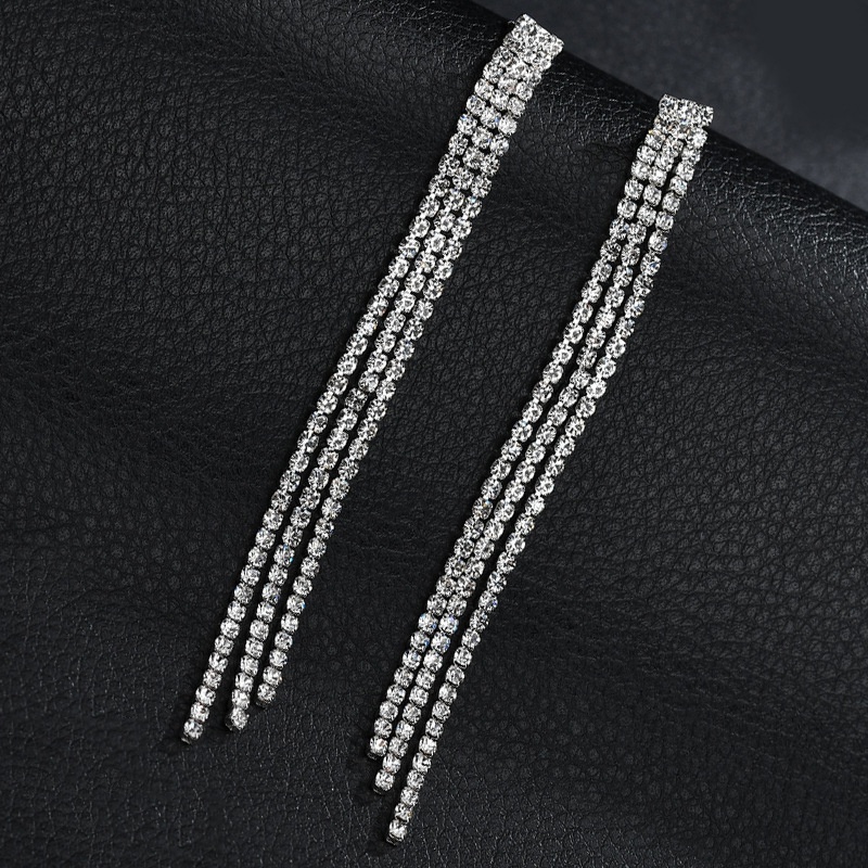 Nihaojewelry Grohandel Schmuck neue dreischichtige volle Diamant Quaste lange Ohrringe