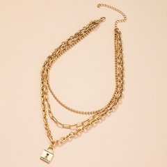 vente en gros bijoux petit pendentif cadenas collier multicouche Nihaojewelry