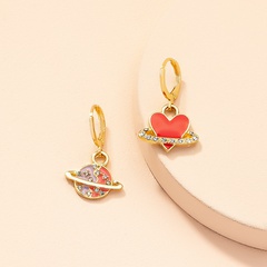Nihaojewelry wholesale jewelry retro planet heart alloy earrings