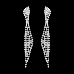 Nihaojewelry wholesale jewelry simple full diamond feather tassel earrings