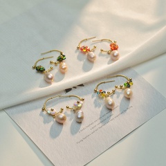 Nihaojewelry Korean style five petal flower pearl earrings wholesale jewelry