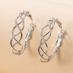 Nihaojewelry wholesale jewelry new simple metal braided line small circle earrings