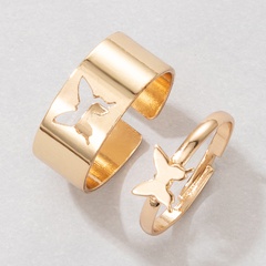Nihaojewelry joyería al por mayor simple mariposa costura pareja apertura anillo ajustable conjunto de 2 piezas