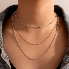 Nihaojewelry bijoux en gros nouveau collier multicouche de perles d'argent de style boho