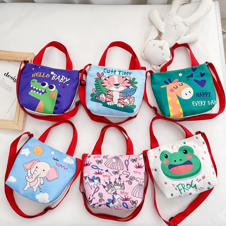 Nihaojewelry cartoon cute printing children's canvas shoulder bag's discount tags