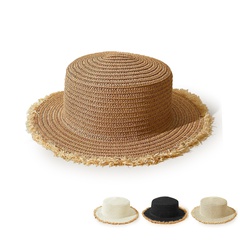 wholesale simple pure color raw edge straw hat nihaojewelry
